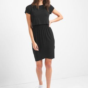GAP Maternity Overlay Nursing Dress, black XS